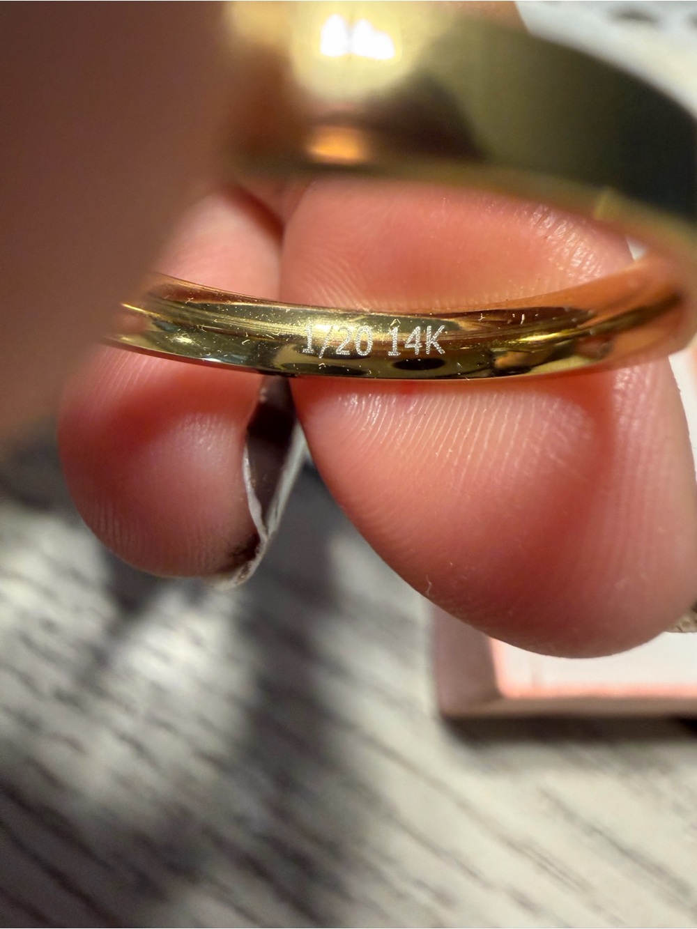 1/20 14k ring band S letter